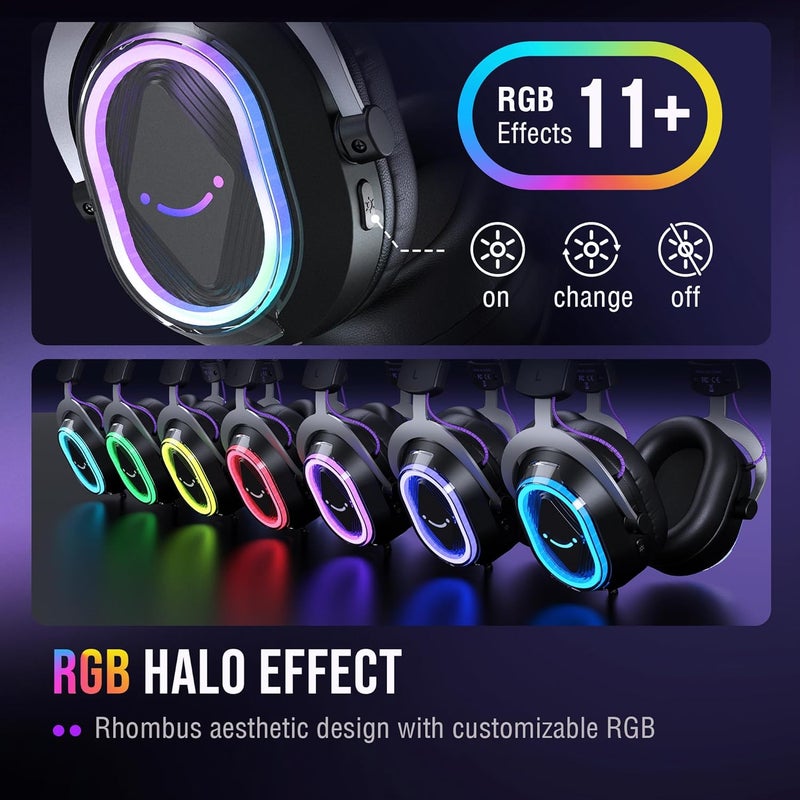 FIFINE سماعة ألعاب سلكية USB: صوت محيطي 7.1 - RGB قابل للتخصيص - توازن بين اللعبة والدردشة، سماعة لاعب مع ميكروفون لإلغاء الضوضاء لجهاز الكمبيوتر، PS5/PS4، اللابتوب، ماك - AmpliGame H13BP - Image 5